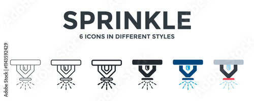 SPRINKLE icon in different style vector illustration. Designed in thin line, regular line, bold line, glyph, color fill, and flat style can be used for web