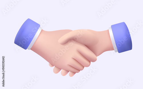 Business people shaking hands. Deal or agreement contract and successful business deal. Contract and partnership. Business meeting, Handshake, Greetings, Cooperation. 3d vector illustration