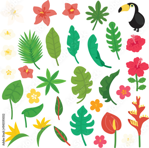 TROPICAL LEAVES and FLOWERS