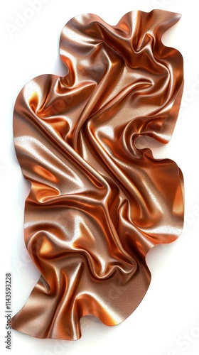 Sculptural Copper Satin Drapery Elegant Abstract Fluid Fabric Texture with Dramatic Folding Waves and Curves Creating a Luxurious Captivating Impression