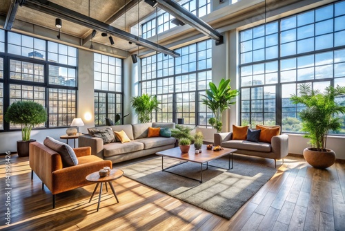 Natural light floods a minimalist loft, featuring neutral tones and expansive space.