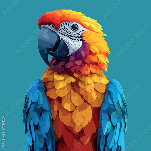 Colorful Low Poly Parrot bird Vector illustration on isolated background