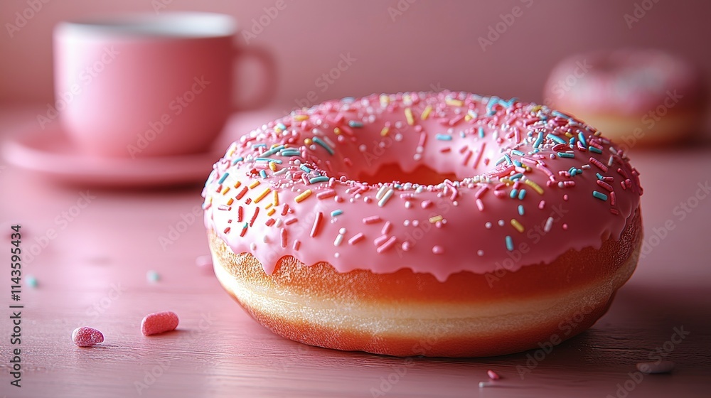 Pink Donut Sprinkles Delightful Sweet Treat Pink Donut Sprinkles Delightful Sweet Treat