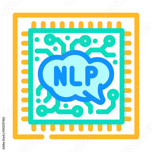 language processor chip nlp color icon vector. language processor chip nlp sign. isolated symbol illustration