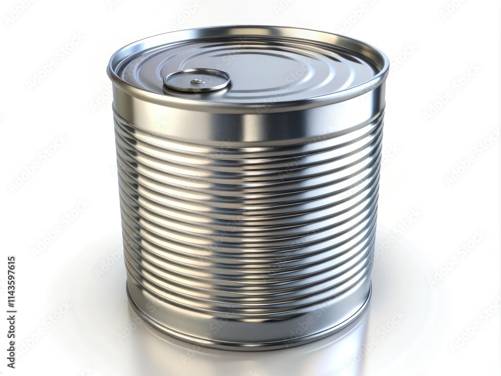 Realistic 3D-rendered aluminum can, isolated on white, showcasing high-resolution detail and deep depth of field. Realistic 3D-rendered aluminum can, isolated on white, showcasing high-resolution detail and deep depth of field.
