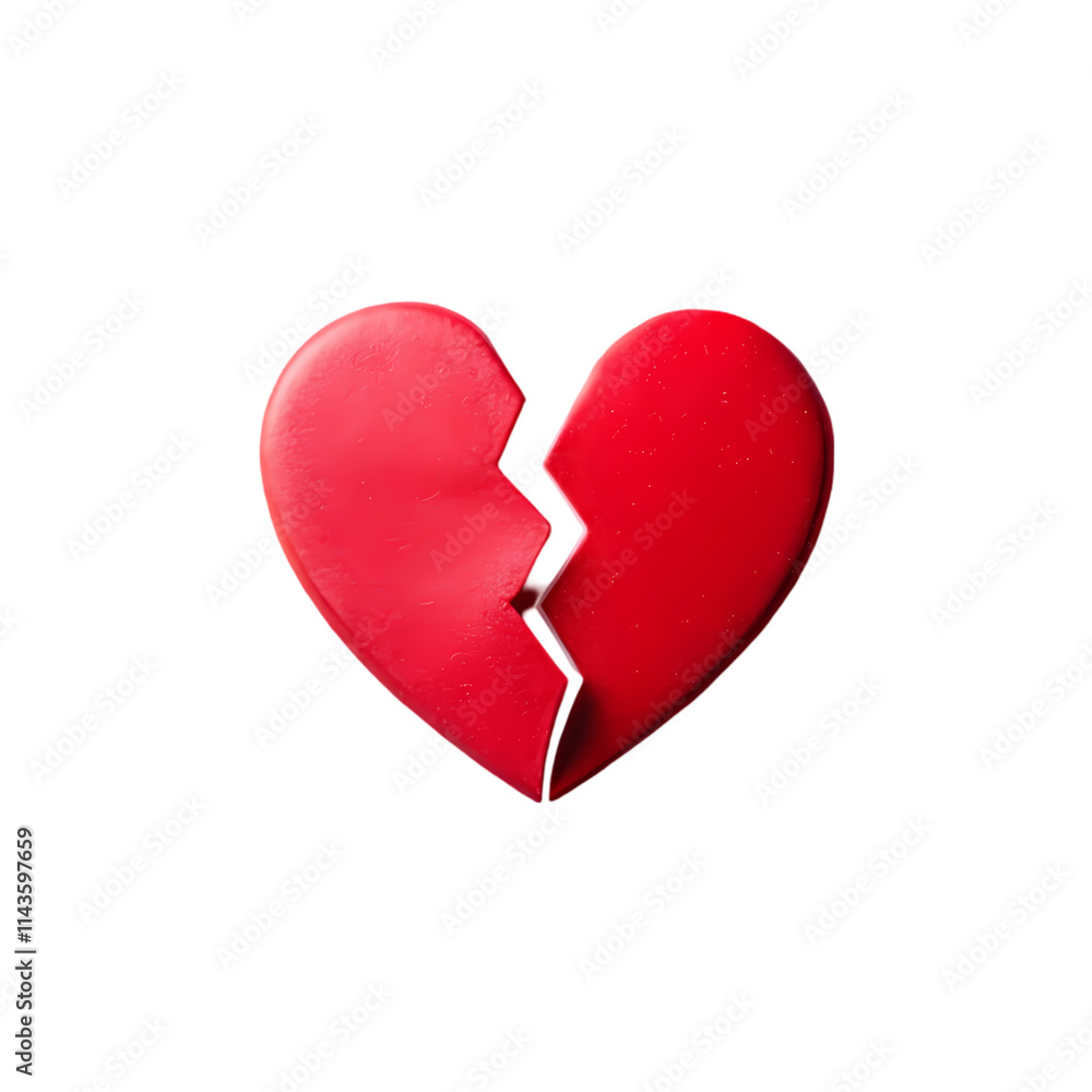 Fototapeta premium Broken heart symbol, a red heart divided into two pieces