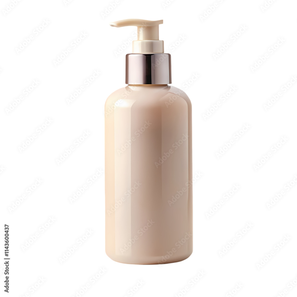 High-Quality, Realistic Rendering of a Light Beige Plastic Dispenser Bottle High-Quality, Realistic Rendering of a Light Beige Plastic Dispenser Bottle