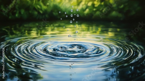 Wallpaper Mural Water Drop Ripples on a Calm Pond Torontodigital.ca