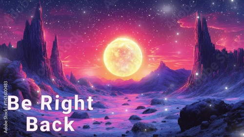 Journey through a luminous universe with vibrant landscapes at sunset Be Right Back stream overlay seamless loop Vtuber streamer asset twitch zoom OBS screen animated wallpaper virtual background