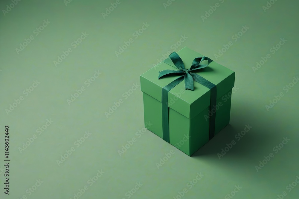 there is a green present box with a green bow on it there is a green present box with a green bow on it