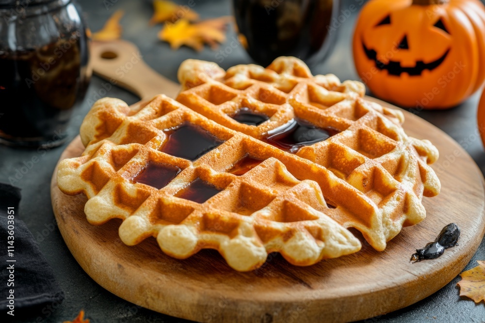 Golden Brown Waffle with Maple Syrup Golden Brown Waffle with Maple Syrup