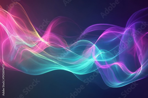 Wallpaper Mural Abstract waves flowing energy vibrant colors teal and purple Torontodigital.ca