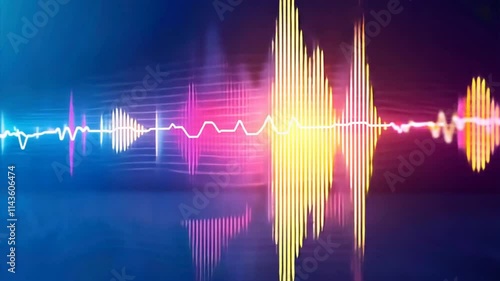 Vibrant sound wave visualization showcasing colorful audio frequencies and rhythm, abstract design that evokes energy and highlights beauty of sound. photo