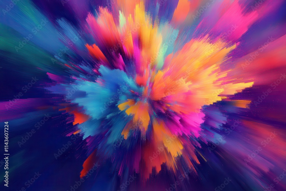 Abstract Colorful Explosion with Radial Lines and Vivid Hues Abstract Colorful Explosion with Radial Lines and Vivid Hues