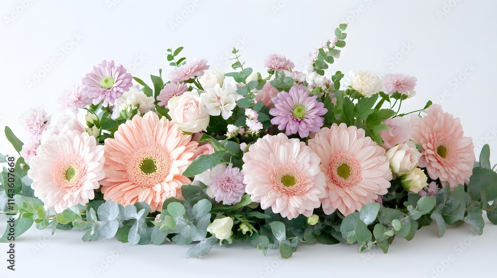 Obraz premium Delicate Pastel Flower Arrangement Featuring Gerbera Daisies