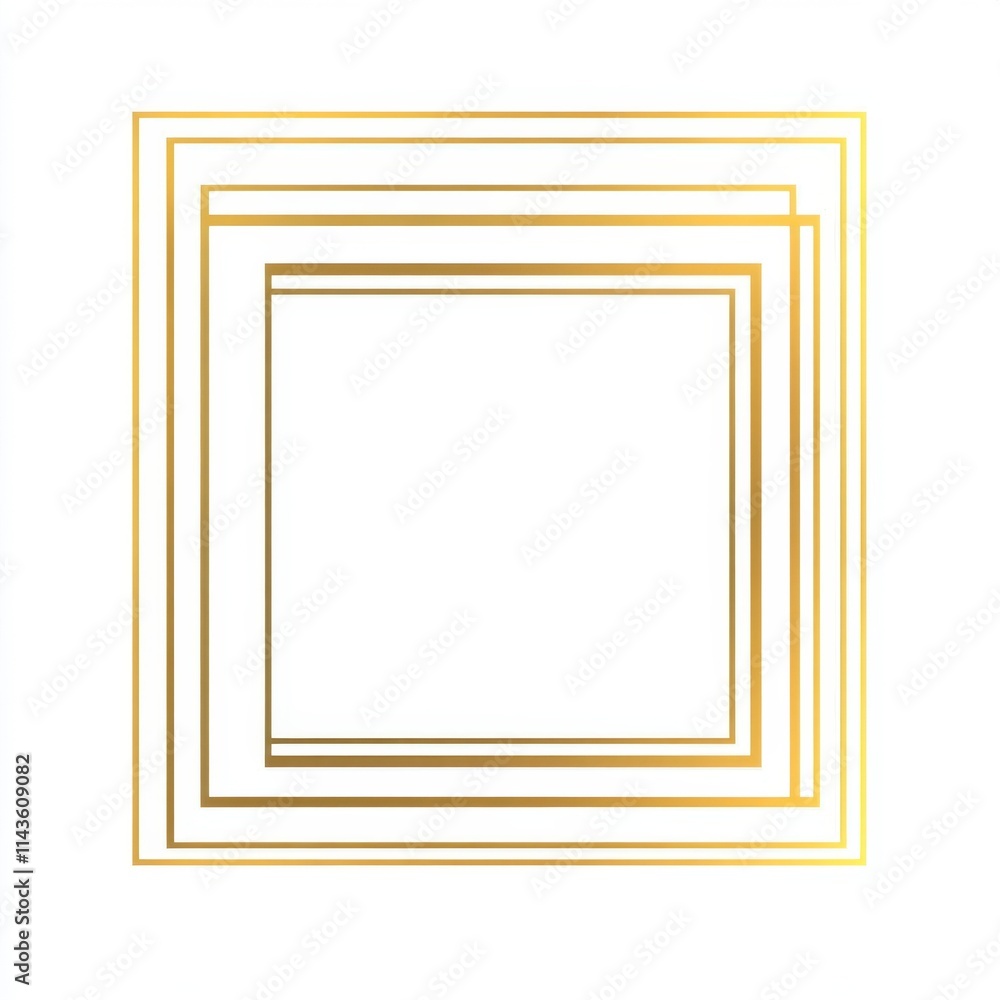 Golden Nested Squares Frame - Elegant Geometric Design Golden Nested Squares Frame - Elegant Geometric Design