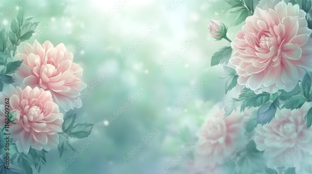 Delicate Pink Dahlias Blooming Softly in a Gentle Garden Delicate Pink Dahlias Blooming Softly in a Gentle Garden