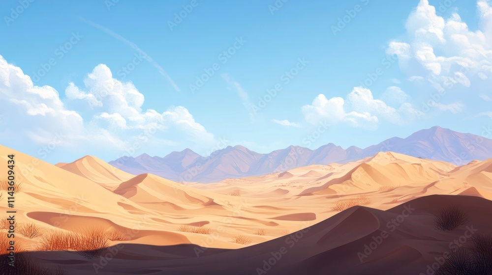 Serene Desert Landscape Under a Smiling Sky Serene Desert Landscape Under a Smiling Sky