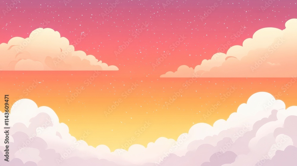 Pastel Sky with Fluffy Clouds, Dreamy Sunset Background Pastel Sky with Fluffy Clouds, Dreamy Sunset Background