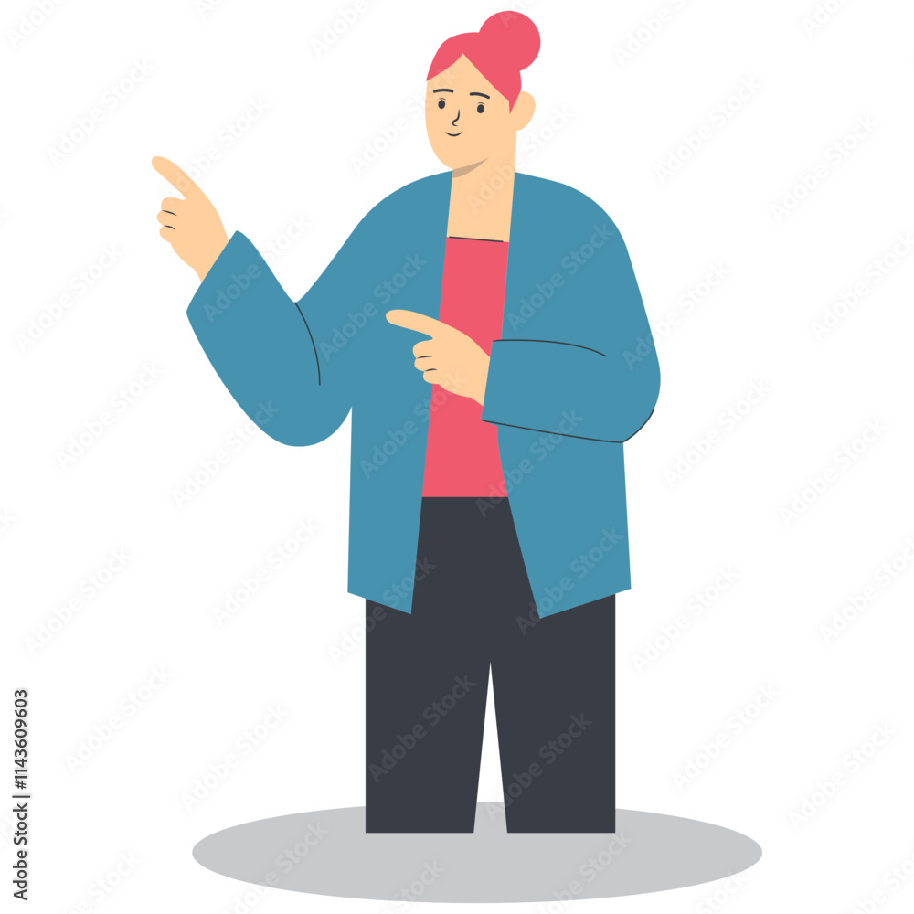 Person Pointing Illustration Isolated on White Background. Flat Vector Character Person Pointing Illustration Isolated on White Background. Flat Vector Character