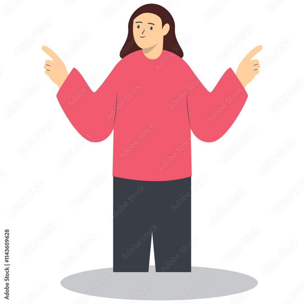Person Pointing Illustration Isolated on White Background. Flat Vector Character Person Pointing Illustration Isolated on White Background. Flat Vector Character