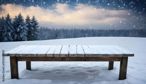 Serene Snowy Scene with Rustic Wooden Cabin Amid Winter Wonderland