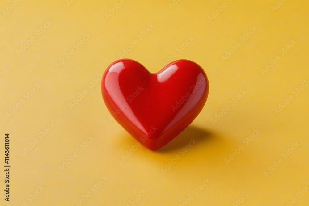 there is a red heart on a yellow background there is a red heart on a yellow background