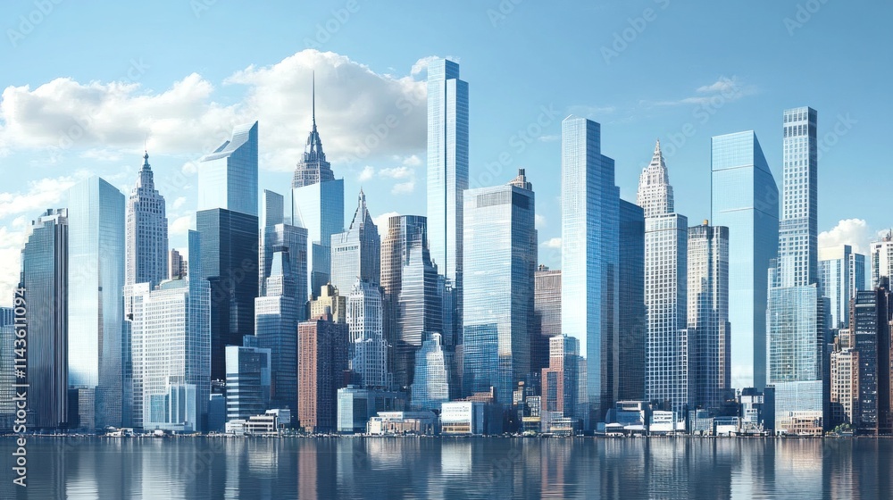 New York City Skyline with Reflections in the Water New York City Skyline with Reflections in the Water