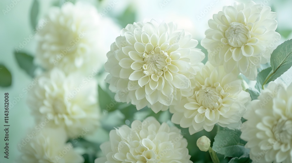 Delicate White Dahlias in Soft Focus Bloom Delicate White Dahlias in Soft Focus Bloom