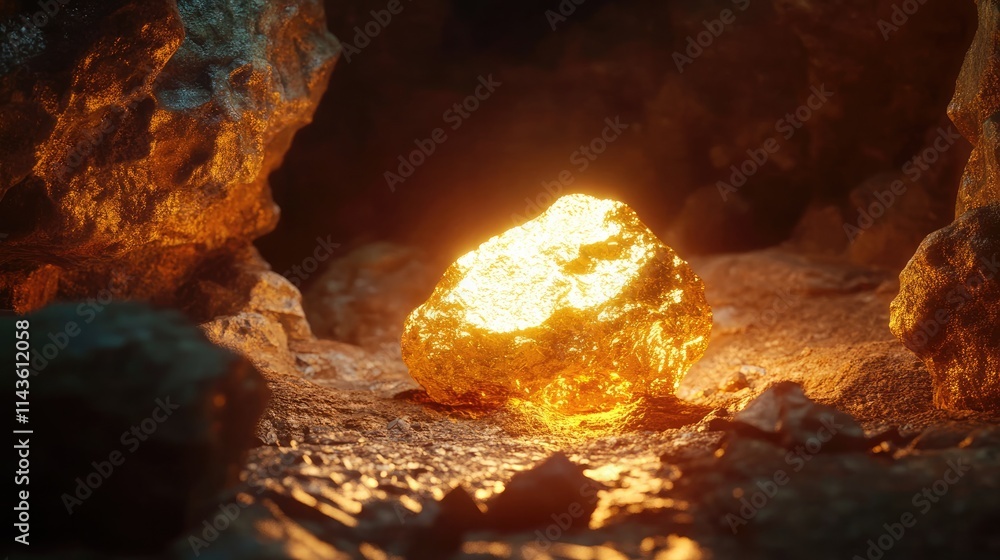 Glowing Amber Treasure: A luminous amber stone, emanating a warm, golden glow, sits nestled amidst the rugged textures of a rock cave. Its radiant presence illuminates the surrounding darkness. Glowing Amber Treasure: A luminous amber stone, emanating a warm, golden glow, sits nestled amidst the rugged textures of a rock cave. Its radiant presence illuminates the surrounding darkness.