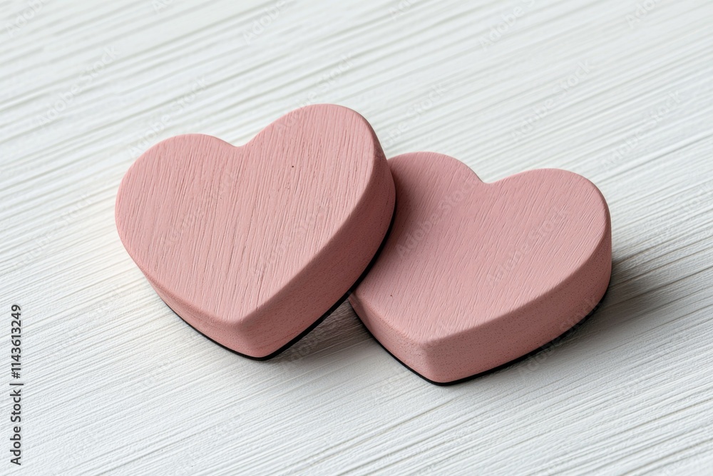 Two pink hearts are on a white background Two pink hearts are on a white background