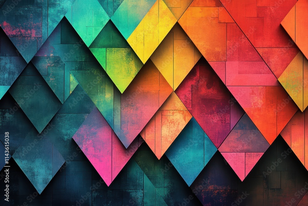 Abstract Geometric Pattern with Vibrant Colors and Texture Abstract Geometric Pattern with Vibrant Colors and Texture