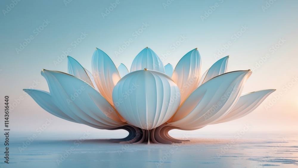 Fototapeta premium lotus flower with delicate petal-like tiers 