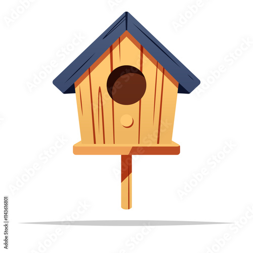 Wooden bird house vector isolated illustration