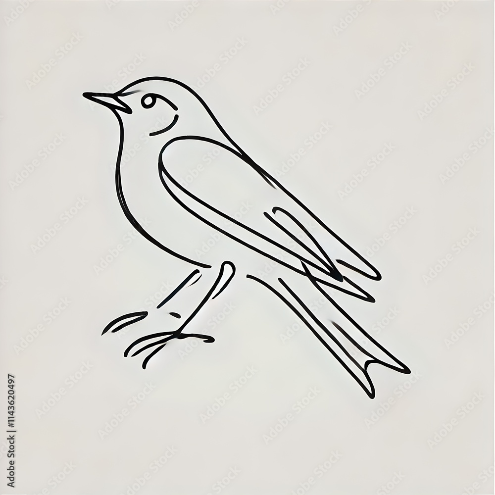 Obraz premium Black and white bird tattoo, minimalism