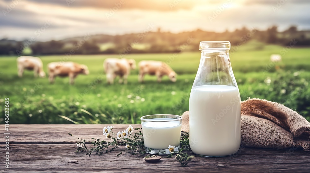 Fresh Milk from the Farm: A Rustic Scene of Dairy Goodness Fresh Milk from the Farm: A Rustic Scene of Dairy Goodness