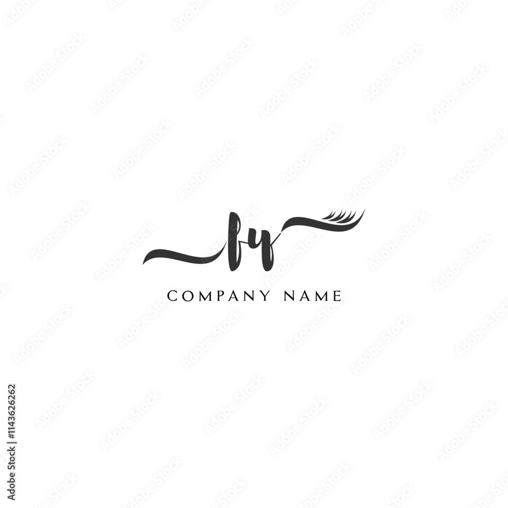 Minimalist FY Logo Design with Abstract Feather Element Minimalist FY Logo Design with Abstract Feather Element