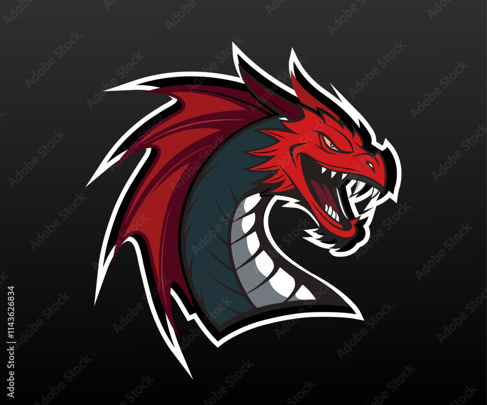 custom made wallpaper toronto digitalDragon head mascot logo, logo red dragon red and black colors vector illustration, Esport vector logo dragon, dragon icon, dragon head, vector, sticker