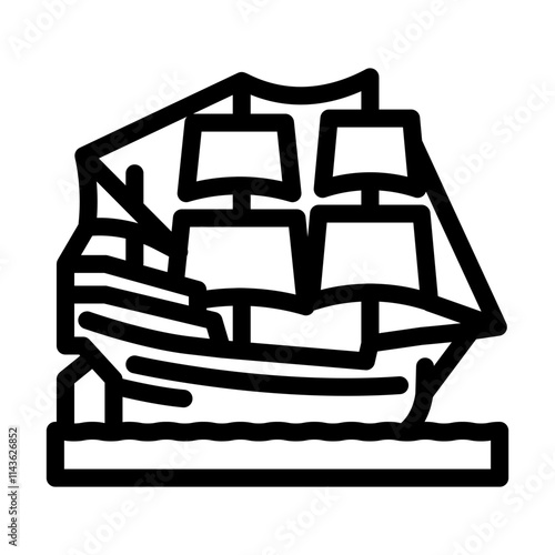 galleon ancient ship line icon vector. galleon ancient ship sign. isolated contour symbol black illustration