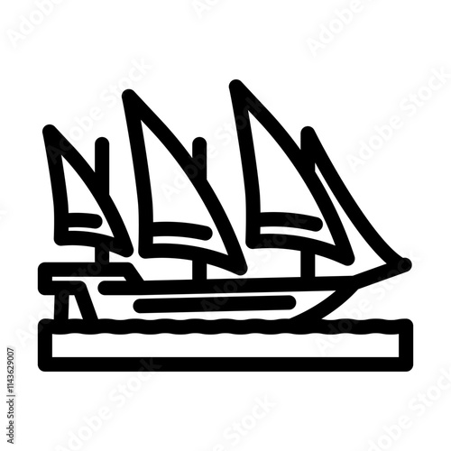 xebec ancient ship line icon vector. xebec ancient ship sign. isolated contour symbol black illustration