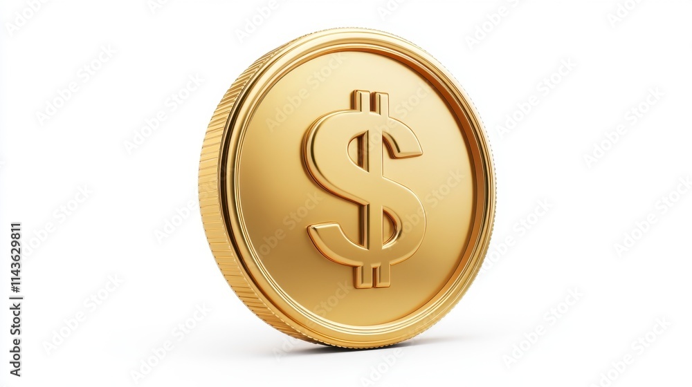 Golden Dollar Coin 3D Render, Wealth Symbol, Finance Concept Golden Dollar Coin 3D Render, Wealth Symbol, Finance Concept