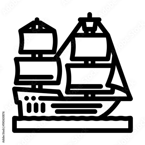 fluyt ancient ship line icon vector. fluyt ancient ship sign. isolated contour symbol black illustration