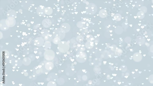 Looping small heart icons on bright blue blurred background.