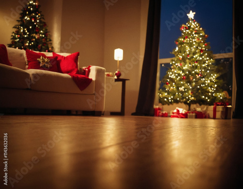christmas tree with gifts and decorations