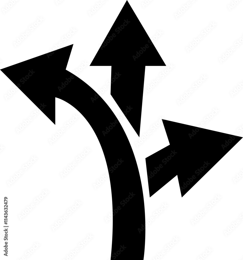 Way direction arrow sign icon. three arrow, way sign, road direction icon vector. three-way direction arrow sign.Way pointer symbol. Turn arrow navigation sign. Traffic route vector illustration. Way direction arrow sign icon. three arrow, way sign, road direction icon vector. three-way direction arrow sign.Way pointer symbol. Turn arrow navigation sign. Traffic route vector illustration.