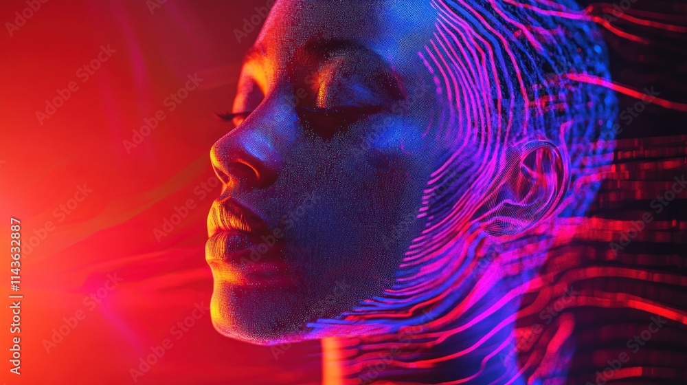 Digital Portrait in Neon Hues Digital Portrait in Neon Hues