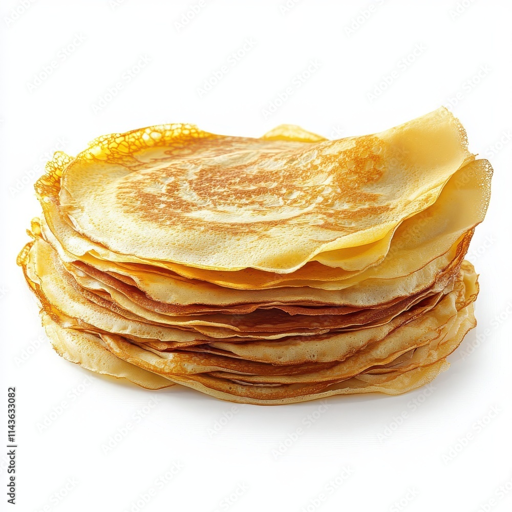 Stack of thin crepes isolated on white background Stack of thin crepes isolated on white background
