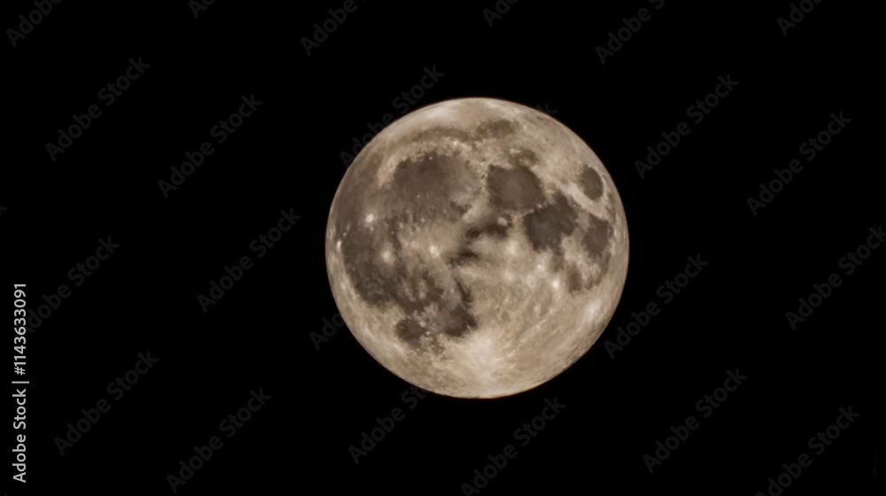 Fototapeta premium Full moon isolated on black background, detailed lunar surface, bright and clear night sky, astronomy and space exploration, celestial body, moon phases, lunar landscape, moonlight, cosmic beauty