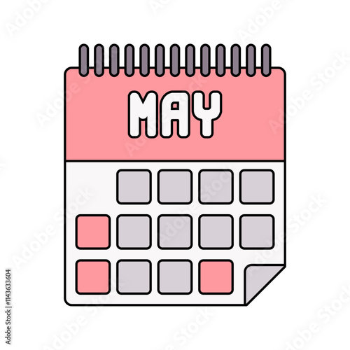 Calendar Icon Illustration in Flat Style. Perfect for design projects, print shops, or creative materials representation.