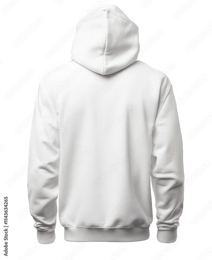 a white hoodie with a zipper and a hood. seen from the back it's a blank template for design or branding a white hoodie with a zipper and a hood. seen from the back it's a blank template for design or branding